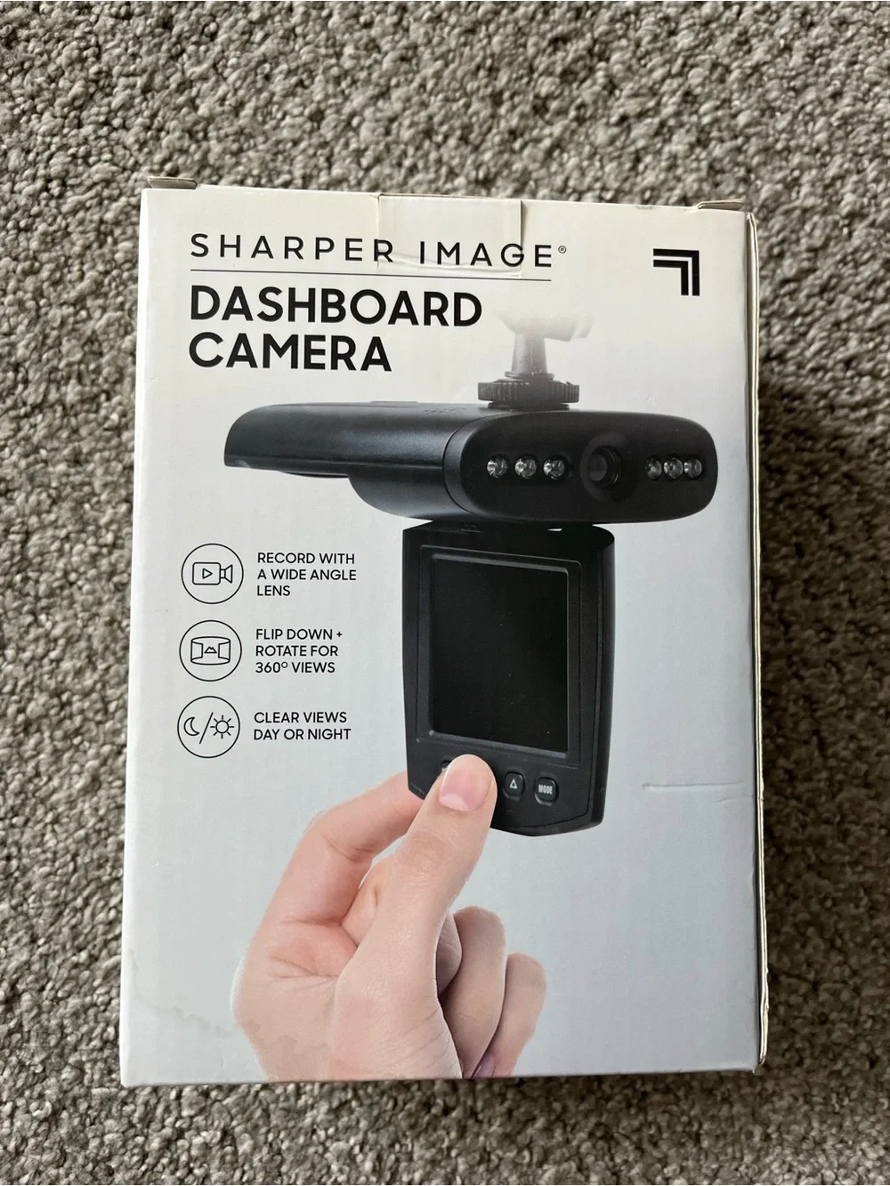 Sharper Image Black Dashboard Camera with Wide-Angle Lens